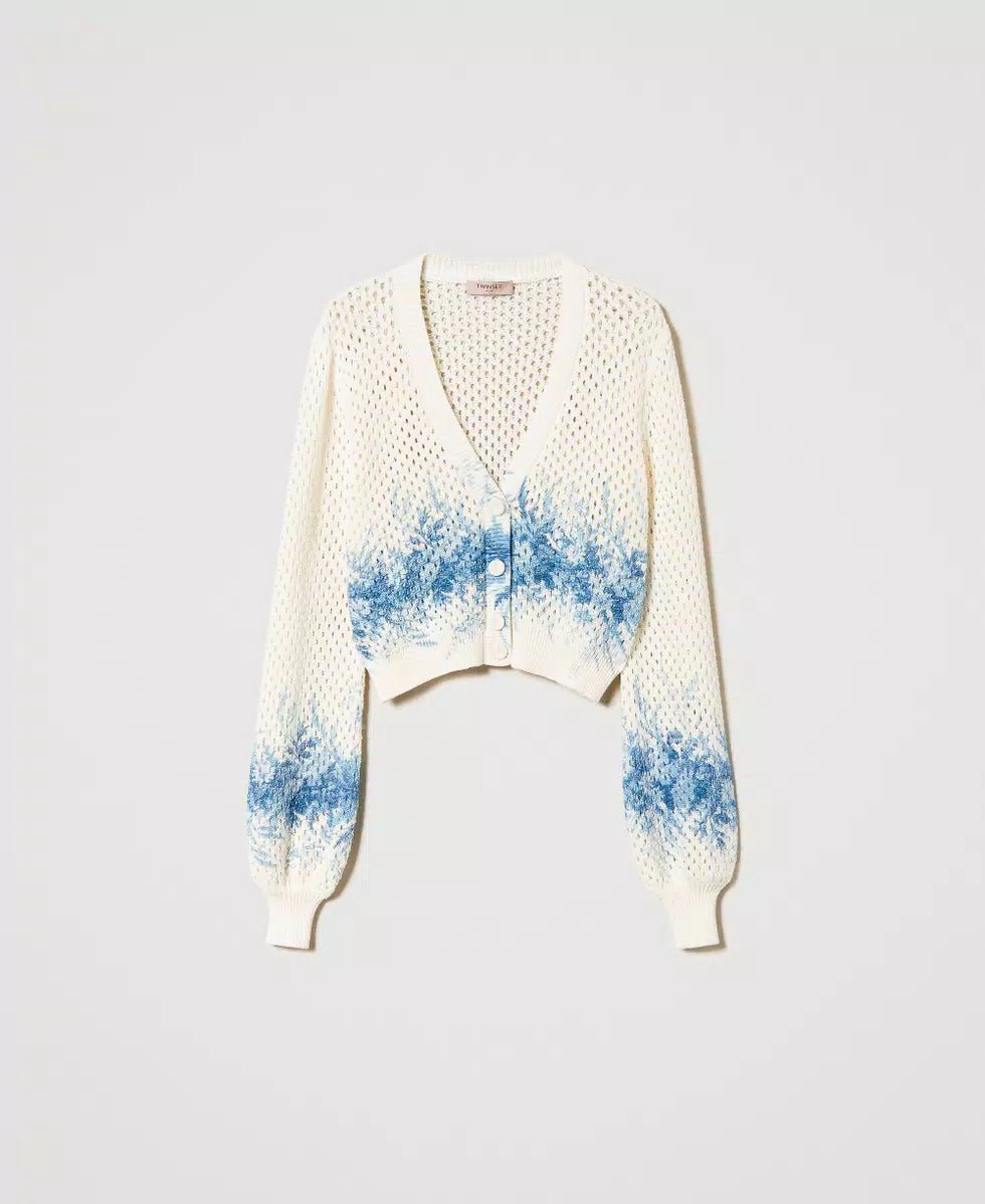 Twinset Milano Cardigan a rete con stampa a fiori Maglie e cardigan Donna - Boutique Luisa Trendy