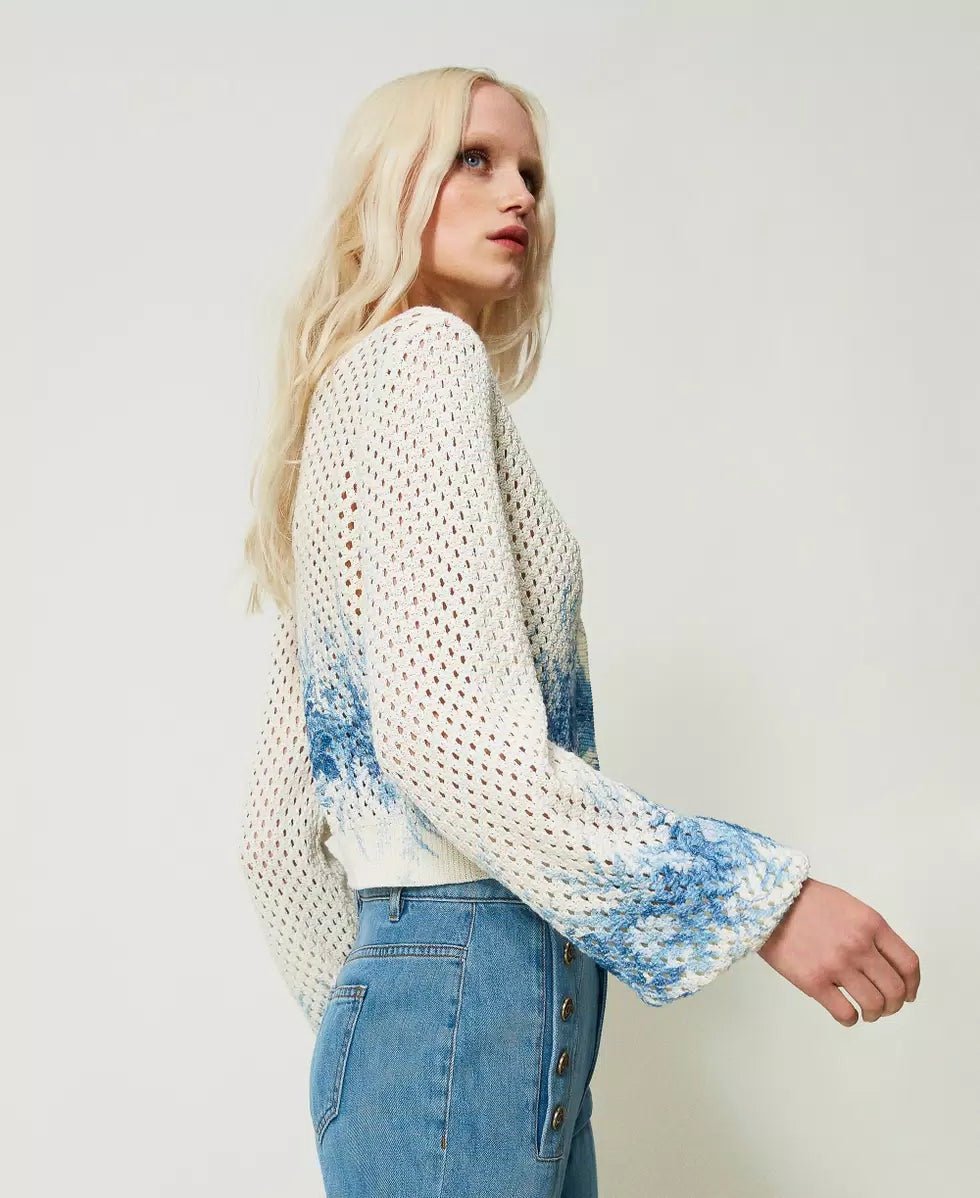 Twinset Milano Cardigan a rete con stampa a fiori Maglie e cardigan Donna - Boutique Luisa Trendy