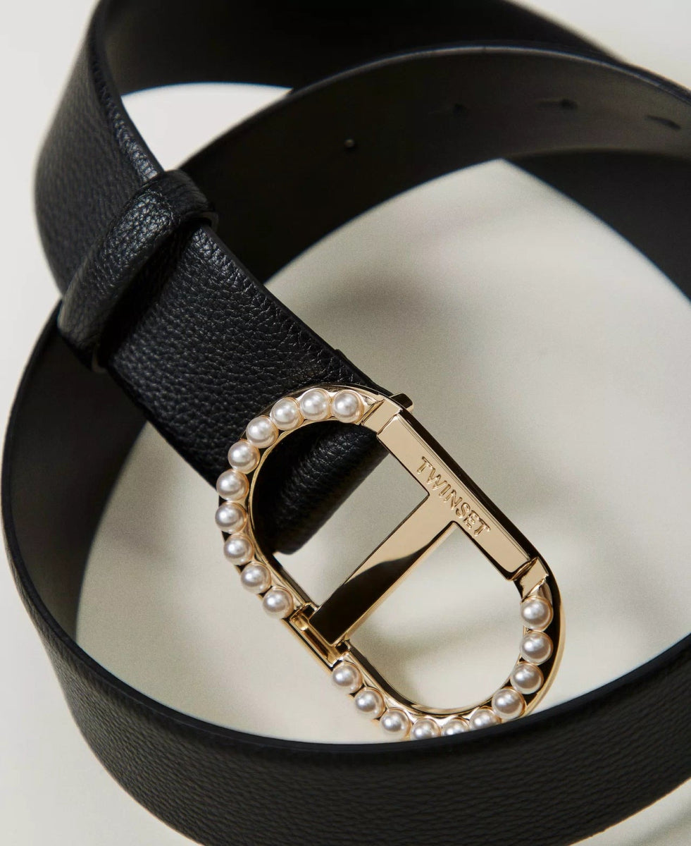Twinset Milano Cintura con fibbia Oval T e perle Cintura - Boutique Luisa Trendy