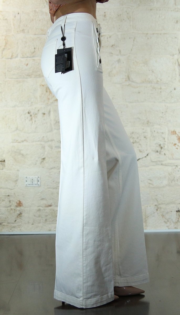 Twinset Milano Jeans flare bianco con bottoni décor Jeans - Boutique Luisa Trendy