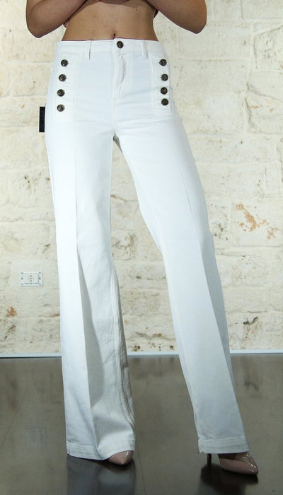 Twinset Milano Jeans flare bianco con bottoni décor Jeans - Boutique Luisa Trendy