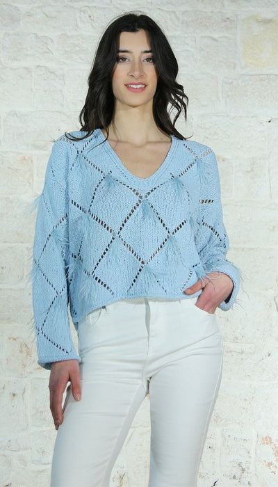 Twinset Milano Maglia a losanghe con piume Maglie e cardigan Donna - Boutique Luisa Trendy