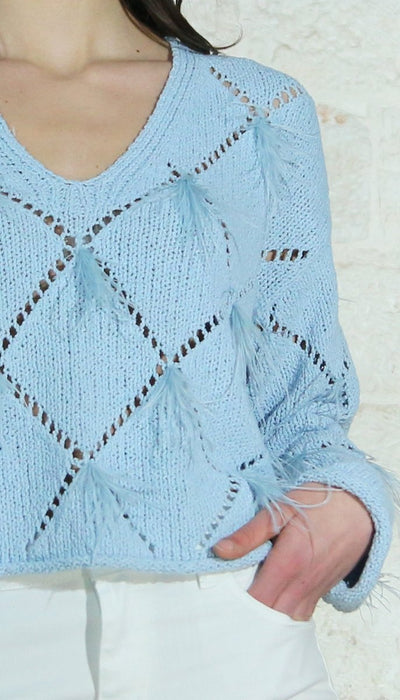 Twinset Milano Maglia a losanghe con piume Maglie e cardigan Donna - Boutique Luisa Trendy
