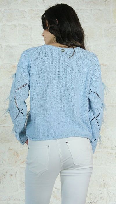 Twinset Milano Maglia a losanghe con piume Maglie e cardigan Donna - Boutique Luisa Trendy