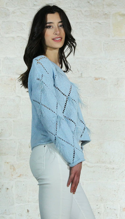 Twinset Milano Maglia a losanghe con piume Maglie e cardigan Donna - Boutique Luisa Trendy
