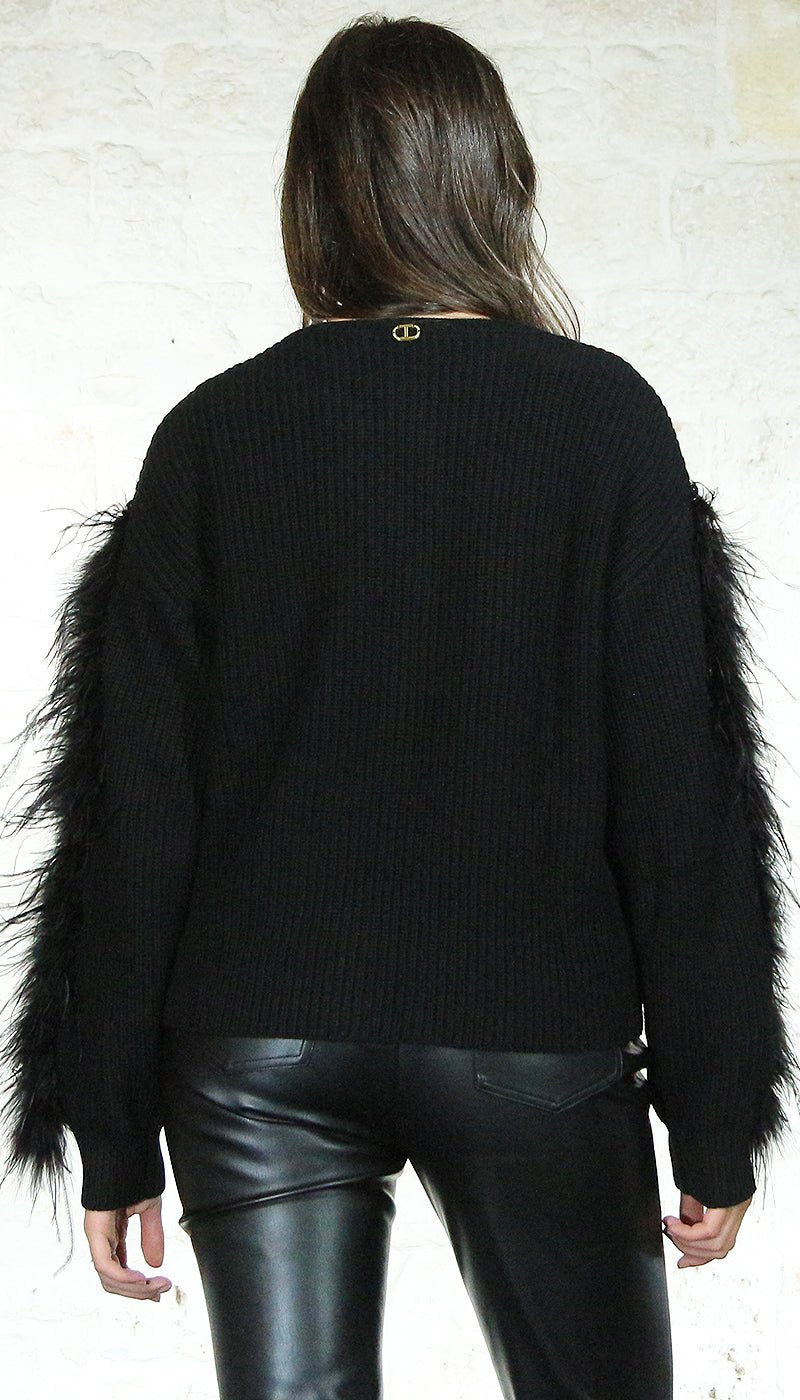 Twinset Milano Maglia in misto lana con piume Maglie e cardigan Donna - Boutique Luisa Trendy