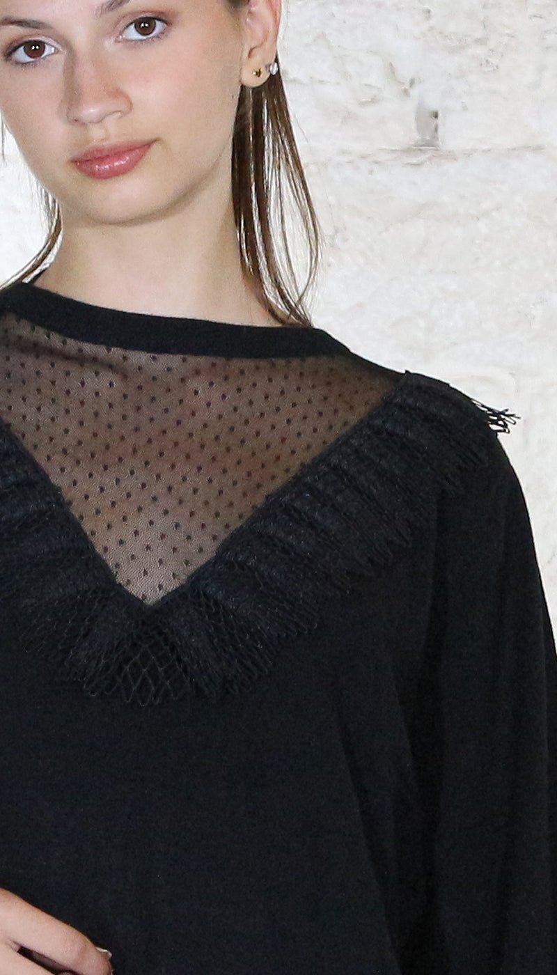 Twinset Milano Maglia misto viscosa con tulle plumetis Maglie e cardigan Donna - Boutique Luisa Trendy