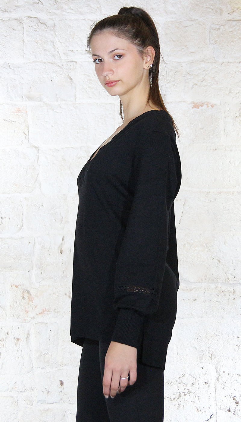 Twinset Milano Maglia misto viscosa con tulle plumetis Maglie e cardigan Donna - Boutique Luisa Trendy