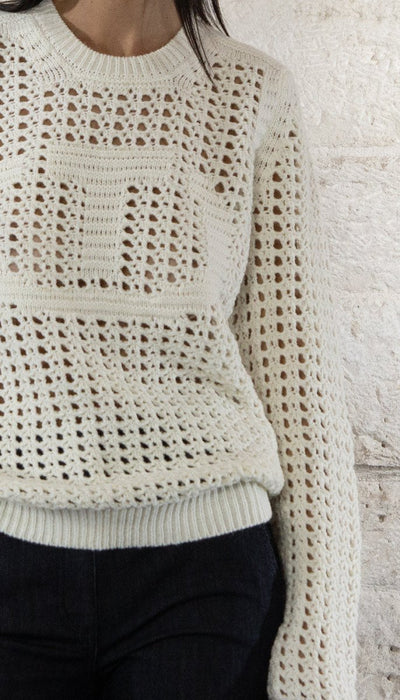 Twinset Milano Maglione a rete bianco 242TP3232 Maglie e cardigan Donna - Boutique Luisa Trendy