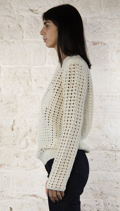 Twinset Milano Maglione a rete bianco 242TP3232 Maglie e cardigan Donna - Boutique Luisa Trendy