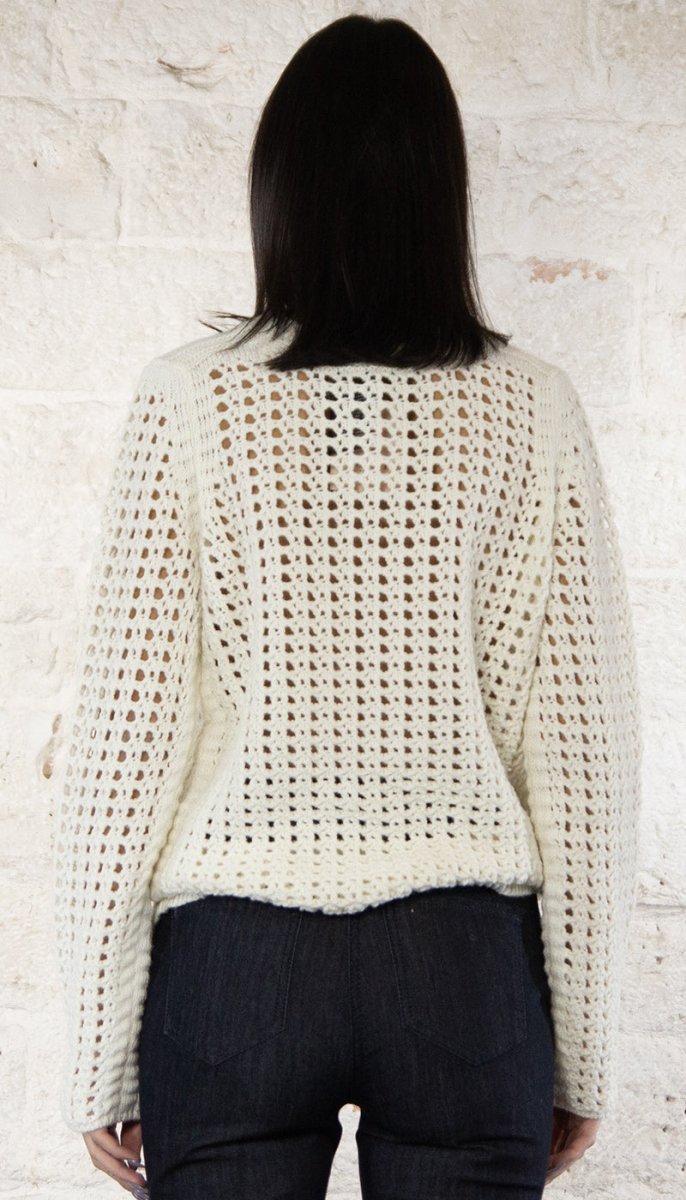 Twinset Milano Maglione a rete bianco 242TP3232 Maglie e cardigan Donna - Boutique Luisa Trendy
