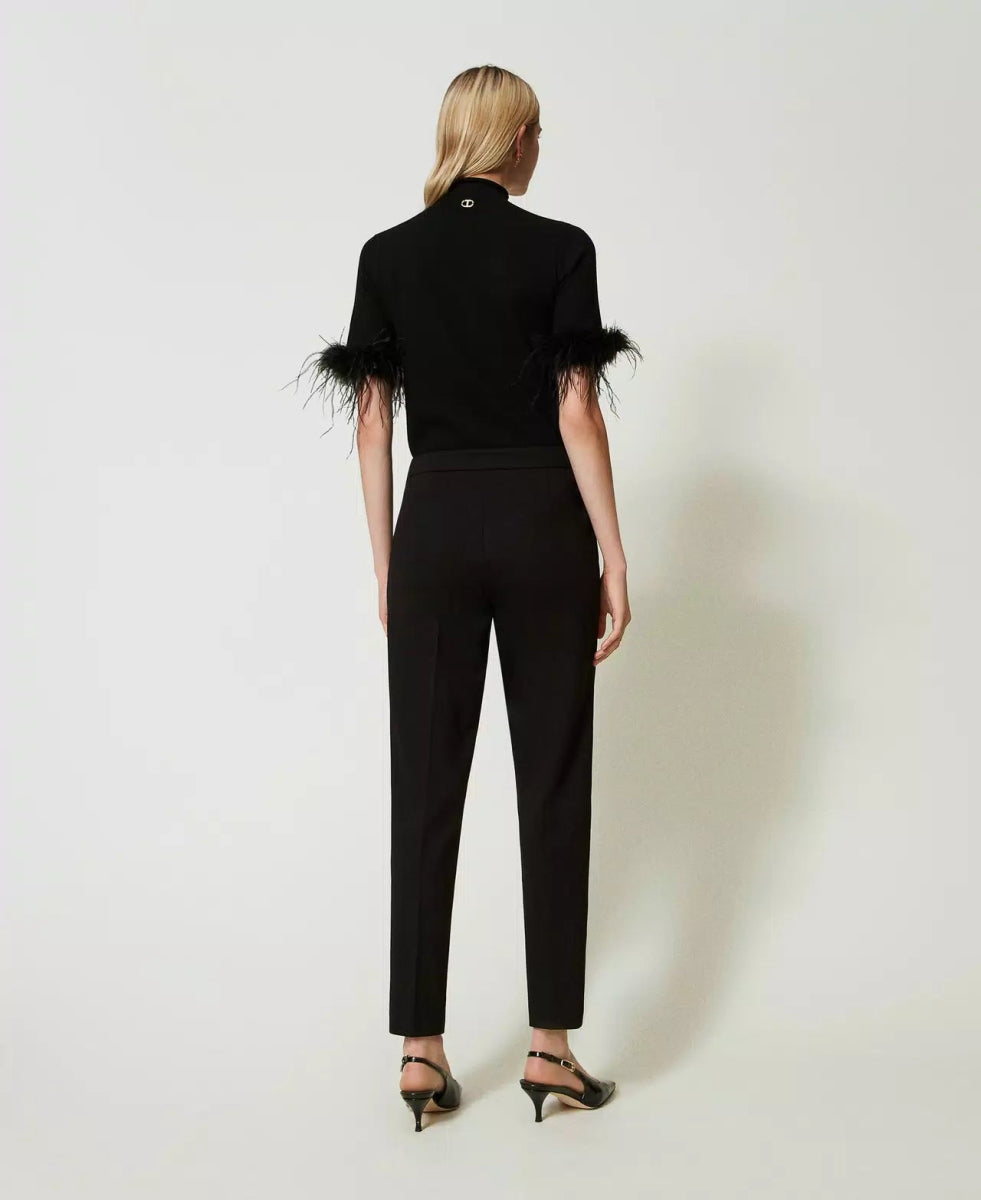 Twinset Milano Pantaloni con cinturino Oval T e piega Pantalone Donna - Boutique Luisa Trendy