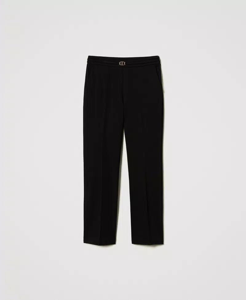 Twinset Milano Pantaloni con cinturino Oval T e piega Pantalone Donna - Boutique Luisa Trendy
