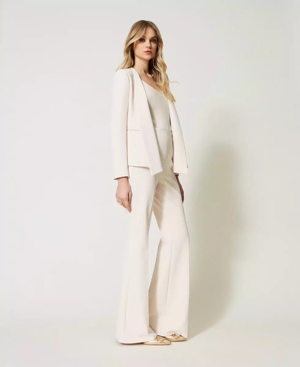 Twinset Milano Pantaloni flare in cady crêpe con pinces Pantalone Donna - Boutique Luisa Trendy