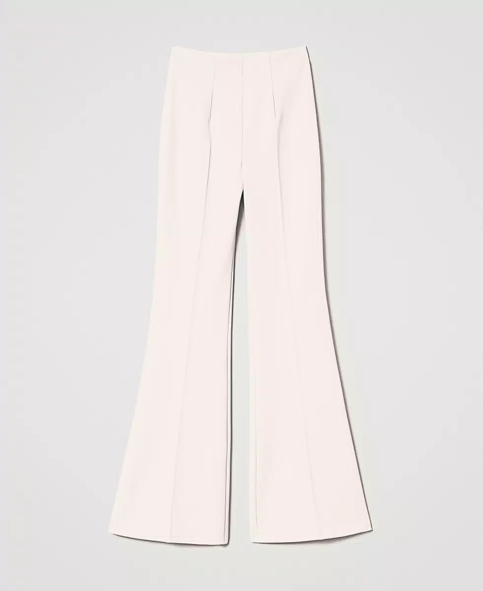 Twinset Milano Pantaloni flare in cady crêpe con pinces Pantalone Donna - Boutique Luisa Trendy