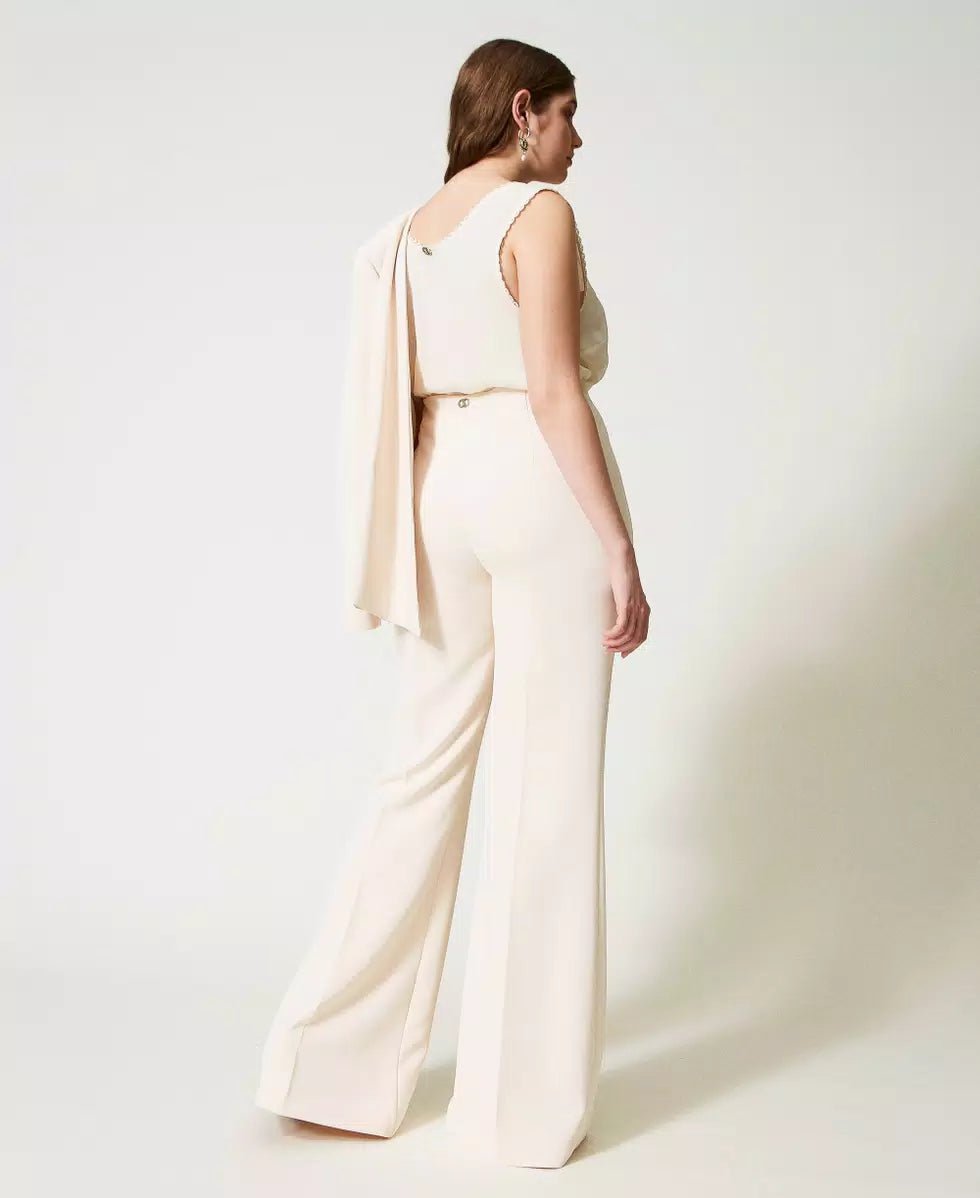 Twinset Milano Pantaloni flare in cady crêpe con pinces Pantalone Donna - Boutique Luisa Trendy