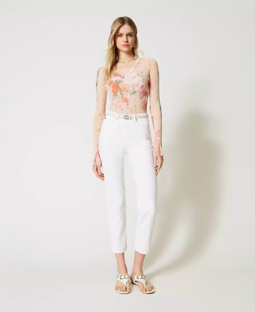 Twinset Milano Pantaloni in bull con Oval T floreale Pantalone Donna - Boutique Luisa Trendy