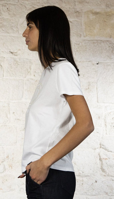 Twinset Milano T-shirt bianca logo Oval - t in strass 242TT2460 T-Shirt e top - Boutique Luisa Trendy