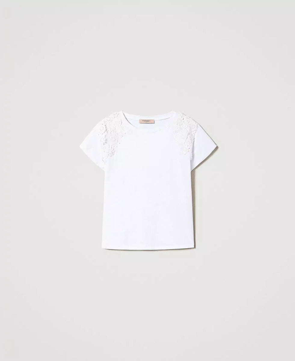 Twinset Milano T-shirt con patch floreali T-Shirt e top - Boutique Luisa Trendy