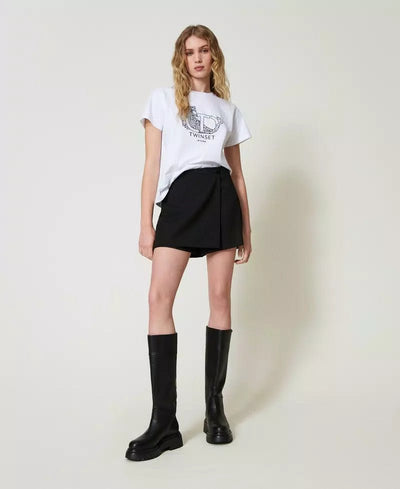 Twinset Milano T-shirt con ricamo logo e giaguaro T-Shirt e top - Boutique Luisa Trendy