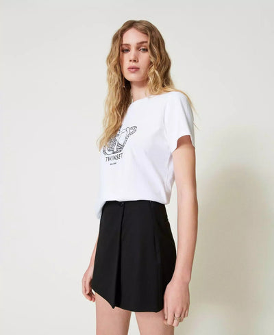 Twinset Milano T-shirt con ricamo logo e giaguaro T-Shirt e top - Boutique Luisa Trendy