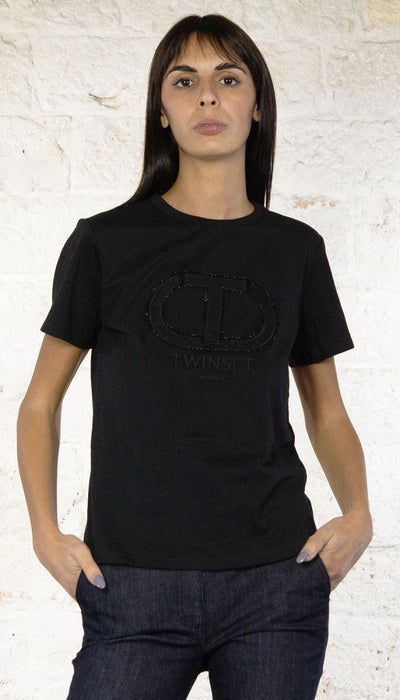Twinset Milano T-shirt con ricamo logo Oval T 242TT2460 T-Shirt e top - Boutique Luisa Trendy