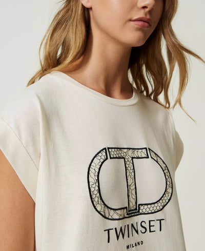 Twinset Milano T-shirt con ricamo Oval T T-Shirt e top - Boutique Luisa Trendy