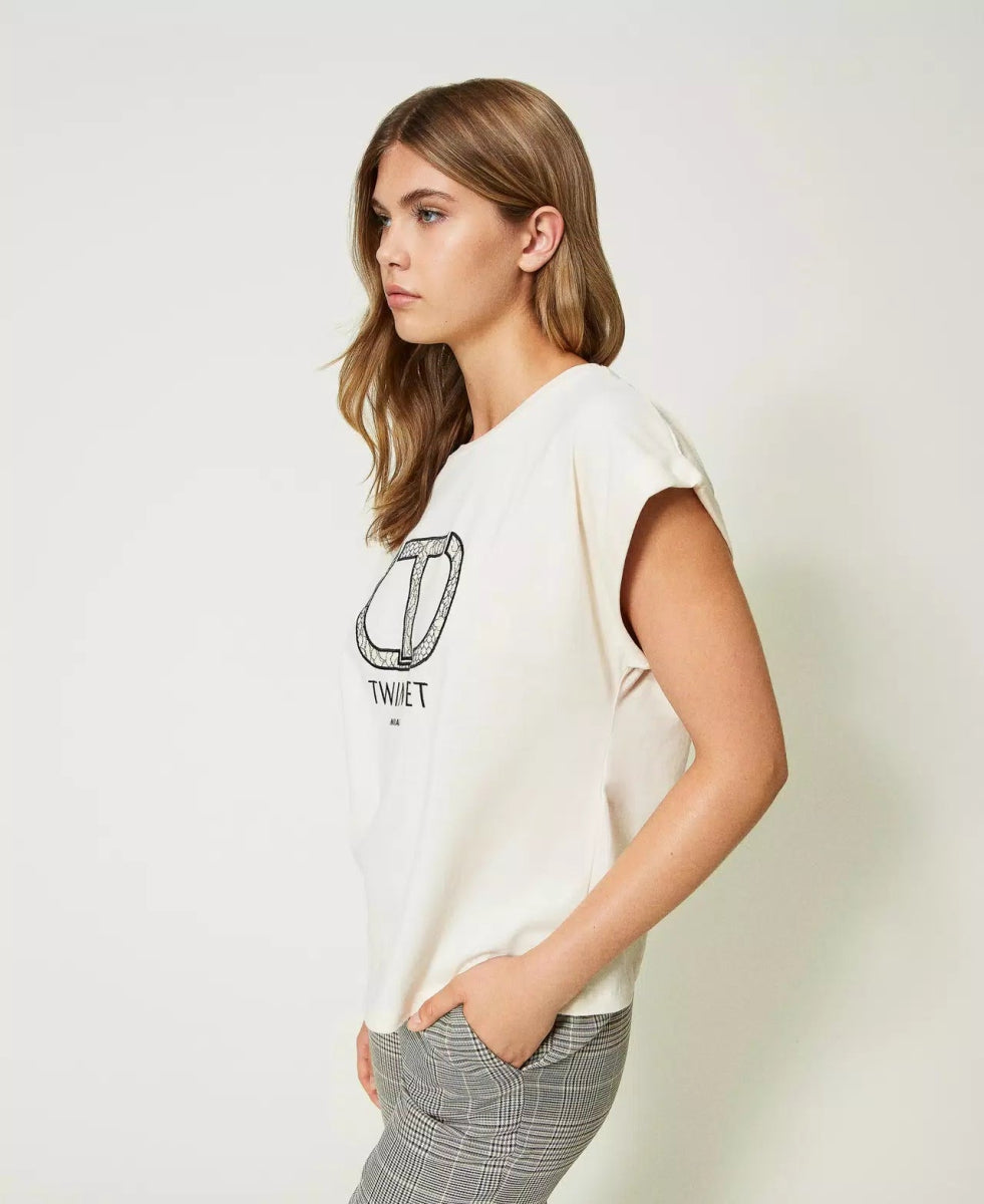 Twinset Milano T-shirt con ricamo Oval T T-Shirt e top - Boutique Luisa Trendy