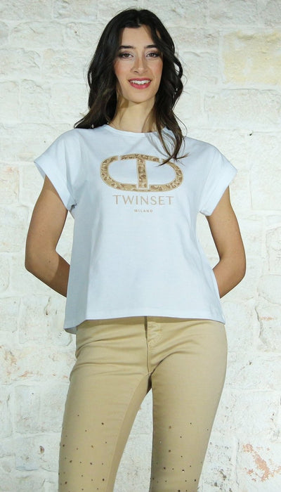 Twinset Milano T-shirt stampa logo camouflage. 241TT2142 T-Shirt e top - Boutique Luisa Trendy