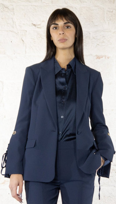 Twinset Milano Tailleur blu in tessuto Capispalla Donna - Boutique Luisa Trendy