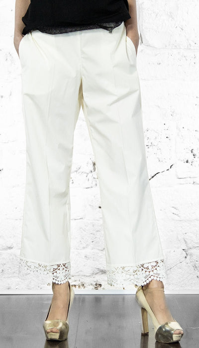 Twinset Pantalone bianco in cotone con pizzo 251TT2094 Pantalone Donna - Boutique Luisa Trendy