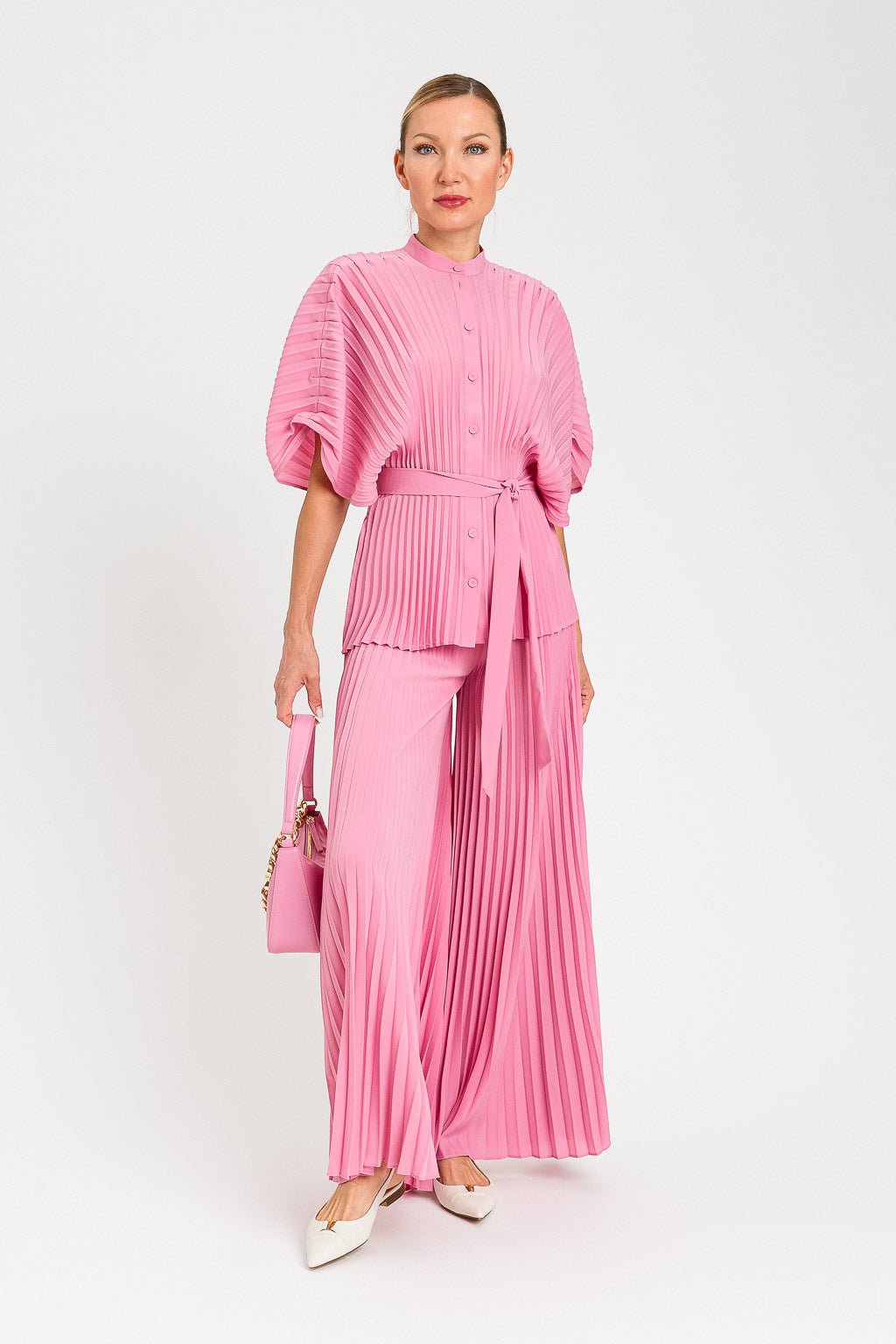 Twinset Pantalone largo plisse rosa Pantalone Donna - Boutique Luisa Trendy