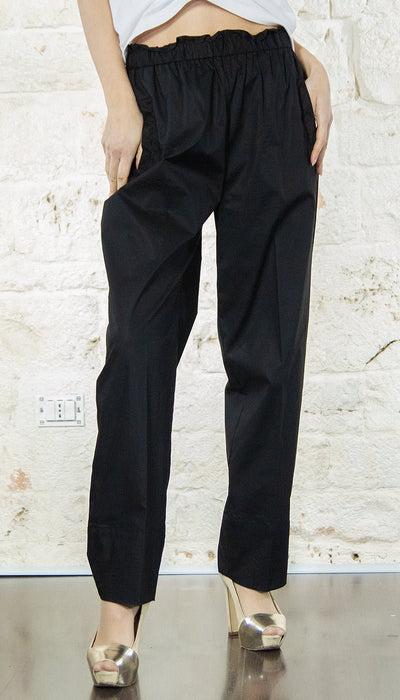 Twinset Pantalone nero in popeline con elastico 251TT202E Pantalone Donna - Boutique Luisa Trendy