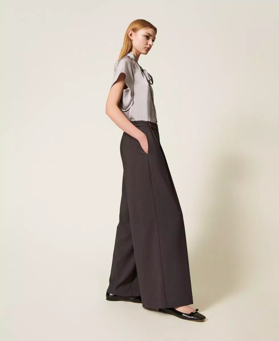 Twinset Pantaloni a palazzo con pieghe Pantalone Donna - Boutique Luisa Trendy