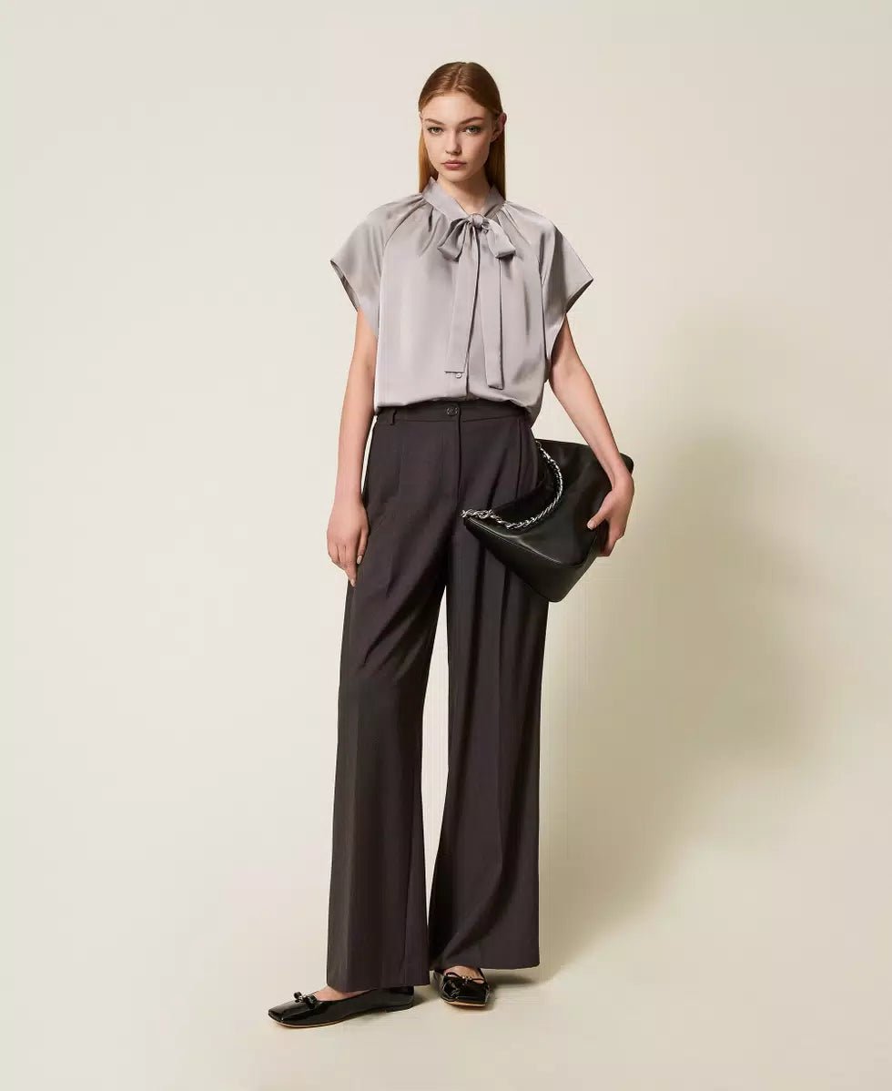 Twinset Pantaloni a palazzo con pieghe Pantalone Donna - Boutique Luisa Trendy