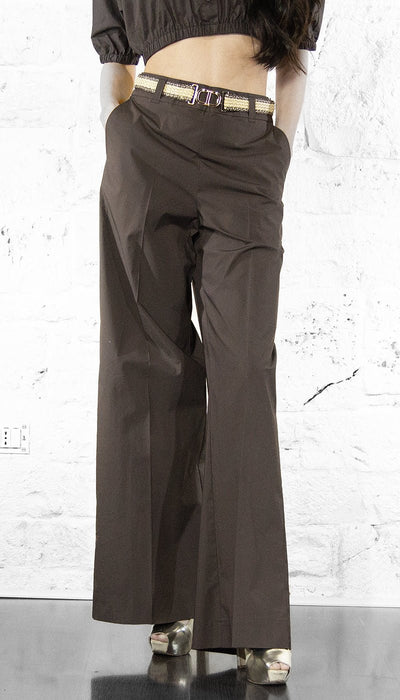 Twinset Pantaloni a palazzo in popeline con cintura Pantalone Donna - Boutique Luisa Trendy