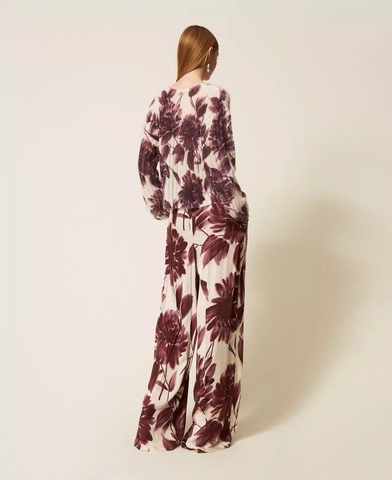 Twinset Pantaloni ampi con stampa a fiori Pantalone Donna - Boutique Luisa Trendy