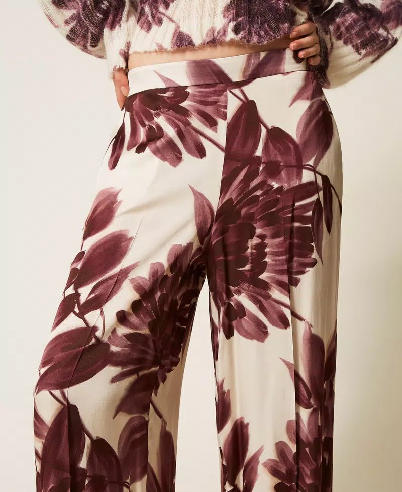 Twinset Pantaloni ampi con stampa a fiori Pantalone Donna - Boutique Luisa Trendy