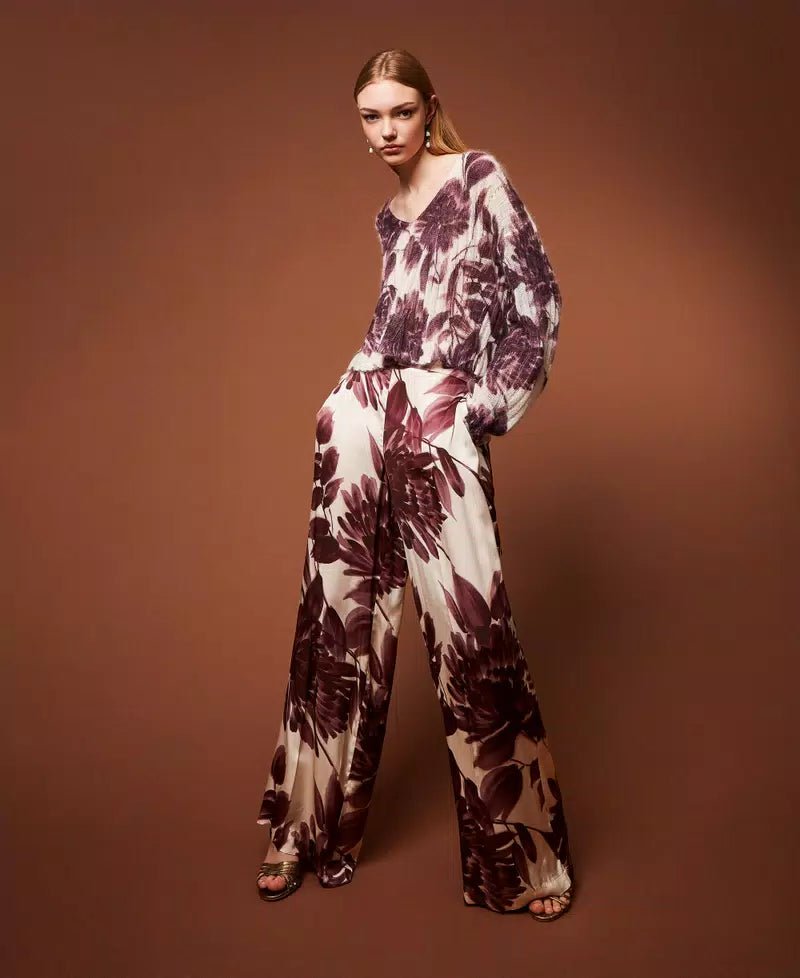 Twinset Pantaloni ampi con stampa a fiori Pantalone Donna - Boutique Luisa Trendy