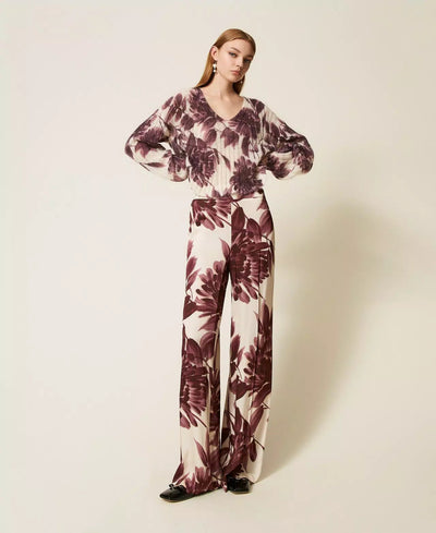Twinset Pantaloni ampi con stampa a fiori Pantalone Donna - Boutique Luisa Trendy