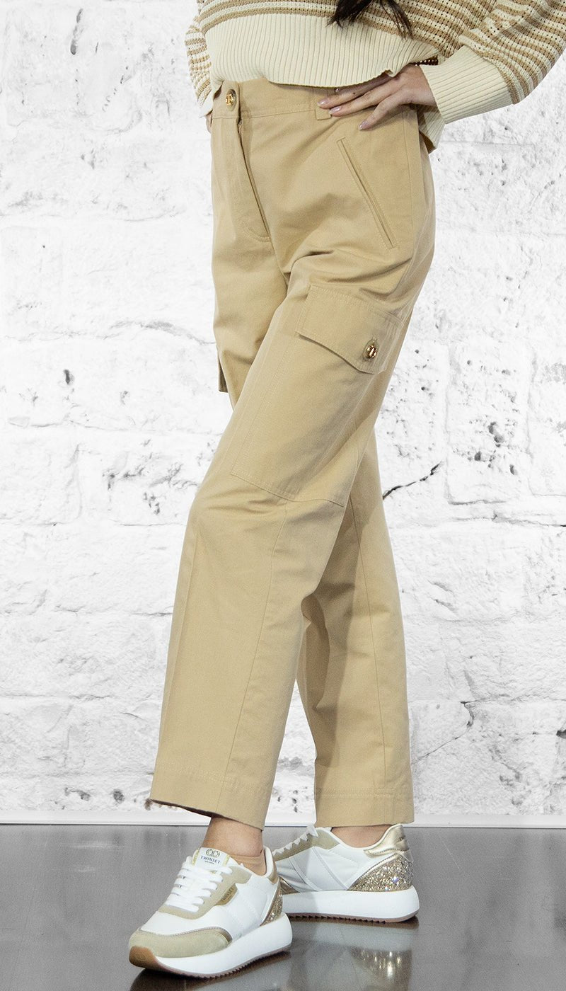 Twinset Pantaloni cargo in gabardine misto cotone Pantalone Donna - Boutique Luisa Trendy