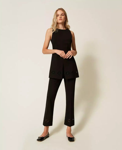 Twinset Pantaloni con ricamo a fiori Pantalone Donna - Boutique Luisa Trendy