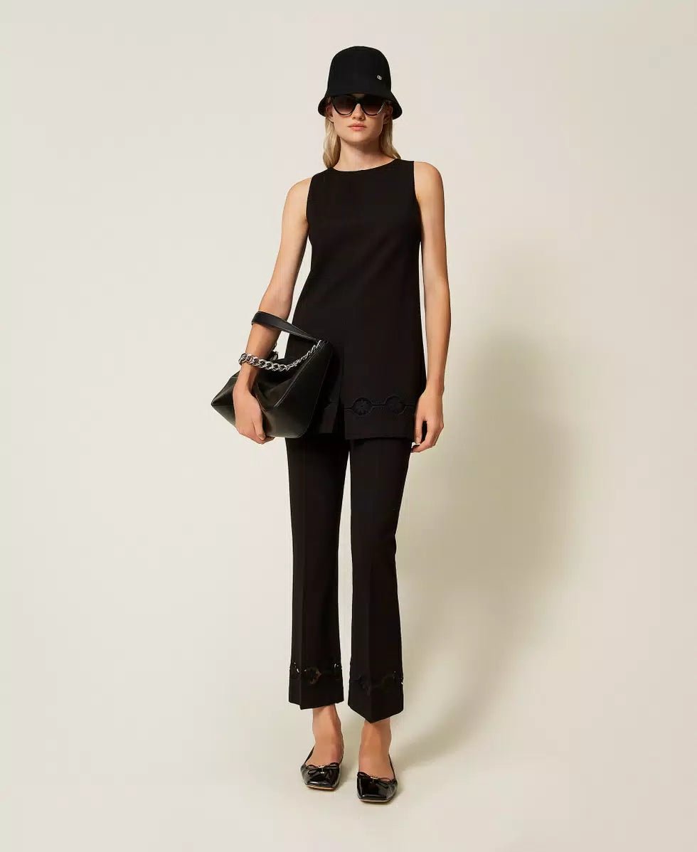 Twinset Pantaloni con ricamo a fiori Pantalone Donna - Boutique Luisa Trendy