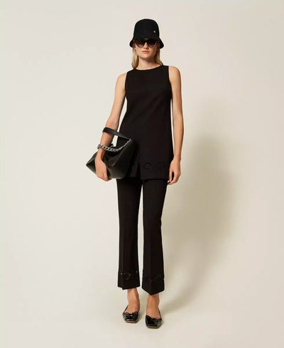 Twinset Pantaloni con ricamo a fiori Pantalone Donna - Boutique Luisa Trendy