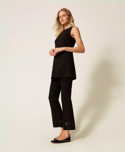 Twinset Pantaloni con ricamo a fiori Pantalone Donna - Boutique Luisa Trendy