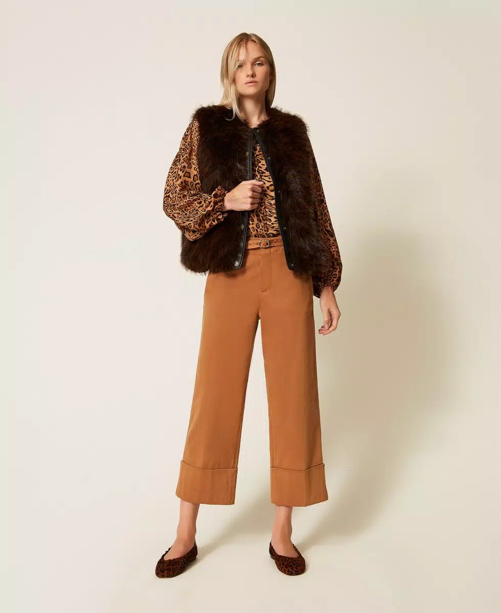 Twinset Pantaloni cropped in bull Pantalone Donna - Boutique Luisa Trendy