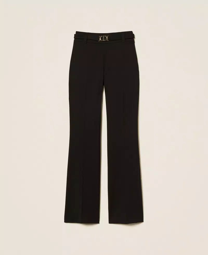 Twinset Pantaloni flare con fibbia Oval T Pantalone Donna - Boutique Luisa Trendy