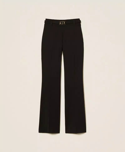 Twinset Pantaloni flare con fibbia Oval T Pantalone Donna - Boutique Luisa Trendy
