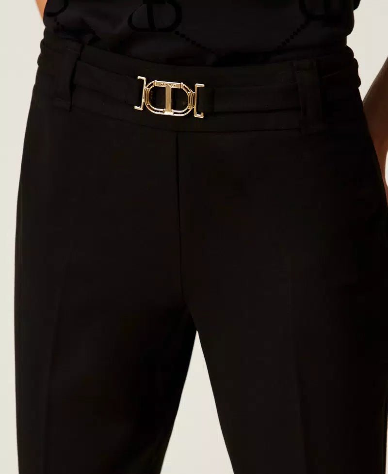 Twinset Pantaloni flare con fibbia Oval T Pantalone Donna - Boutique Luisa Trendy