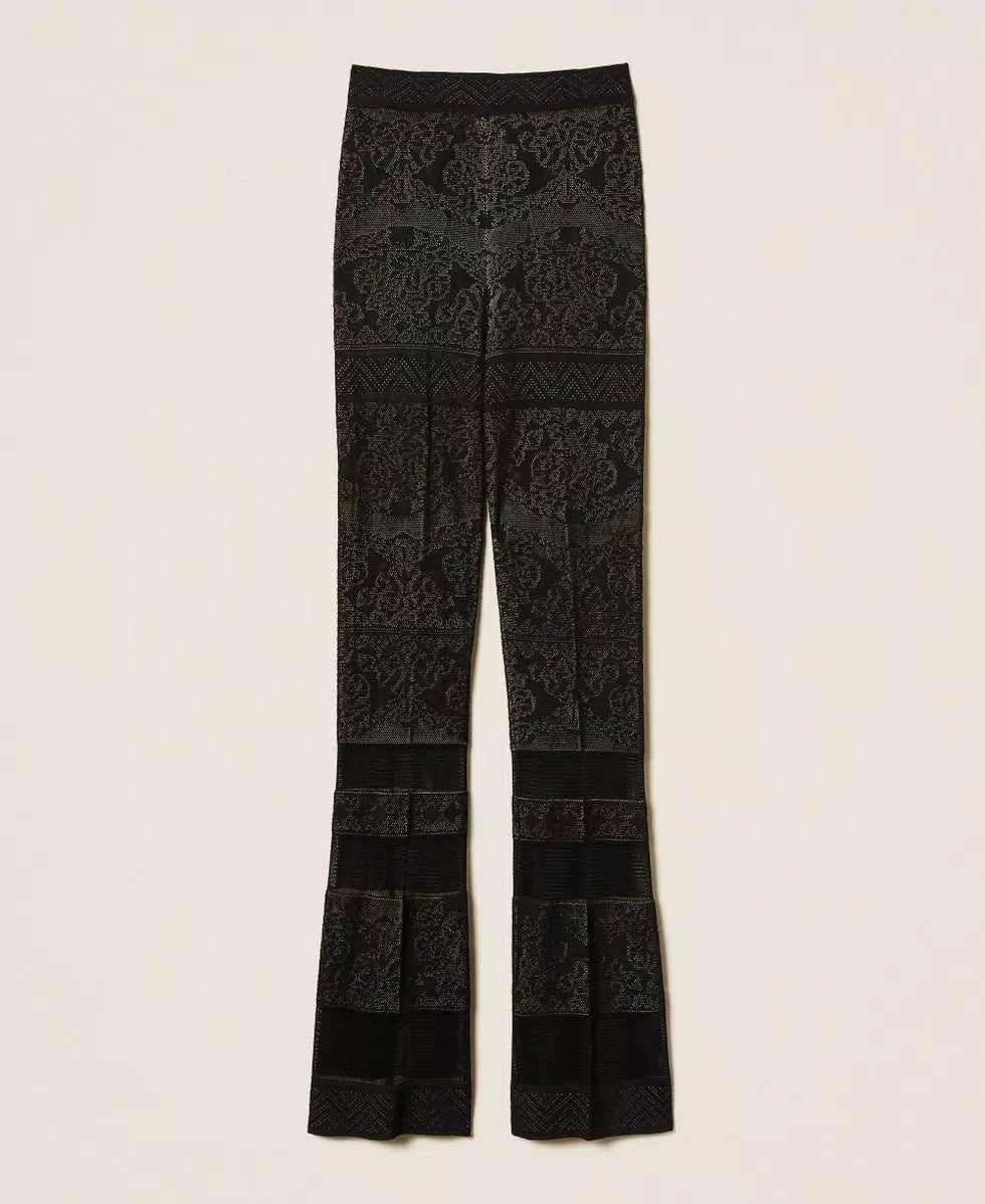 Twinset Pantaloni flare in maglia traforata Pantalone Donna - Boutique Luisa Trendy